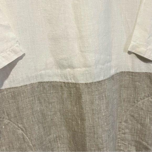 Magic Linen Adria White and Natural 100% linen dress size small - Picture 9 of 12